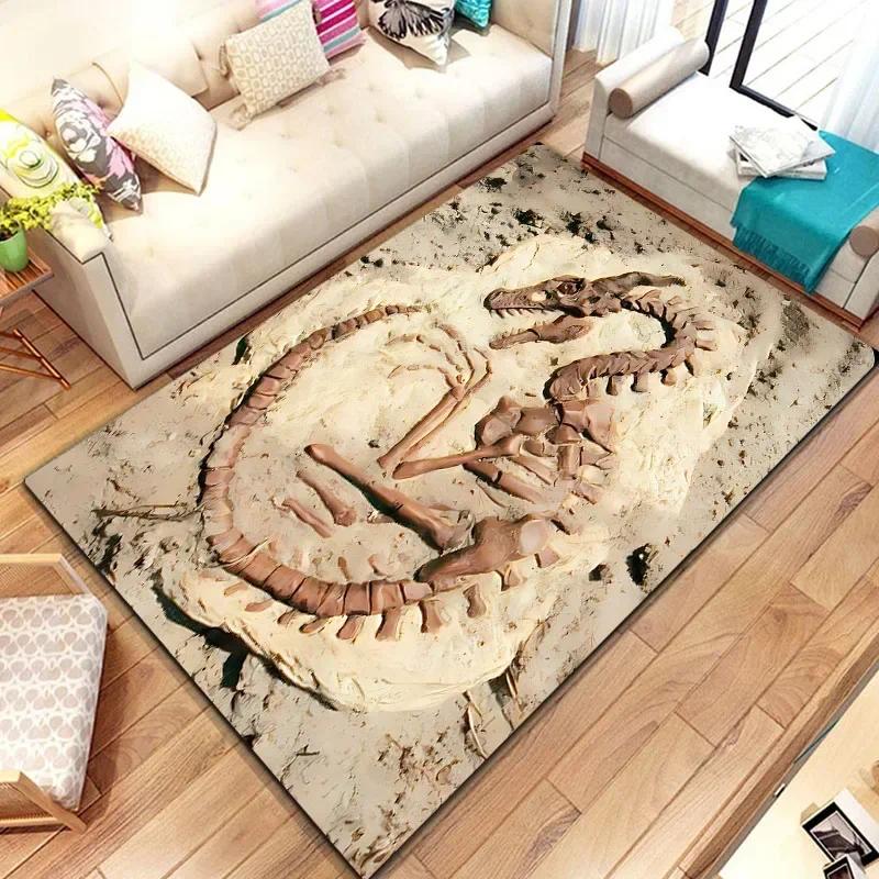 Dinosaur Skeleton Fossil Flannel Area Rug - Realistic T-Rex Bones Print Soft Mat for Kids Room & Playroom, Non-Slip Jurassic Home Decor #DinosaurFossilRug #SkeletonMat #JurassicKidsDecor #TrexCarpet #NonSlipFlannelRug