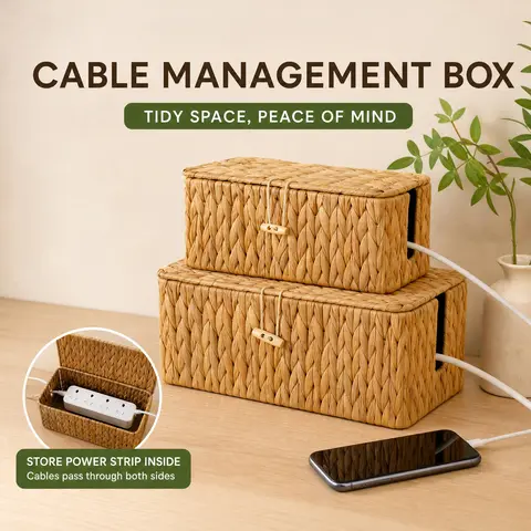 Woven Storage Basket with Lid, Wicker Storage Basket, 1/2 Counts Handmade Desktop Storage Box, Home Organizer, Storage for Organizing, Storage Organizers for Cosmetics, Bathroom, Wardrobe, Snack Shelf, Toy, Multi Functional Storage