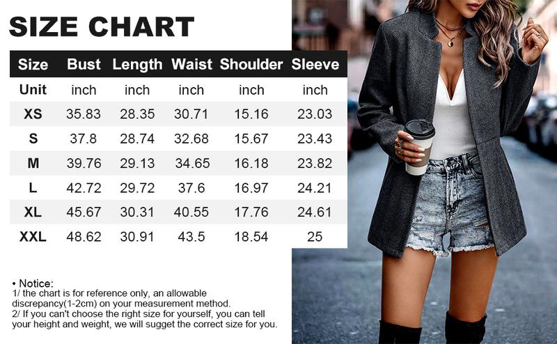 Chouyatou  Women's  Elegant  Casual Business Open Front Long Sleeve Notch Lapel Office Blazer Jacket Basic Womenswear