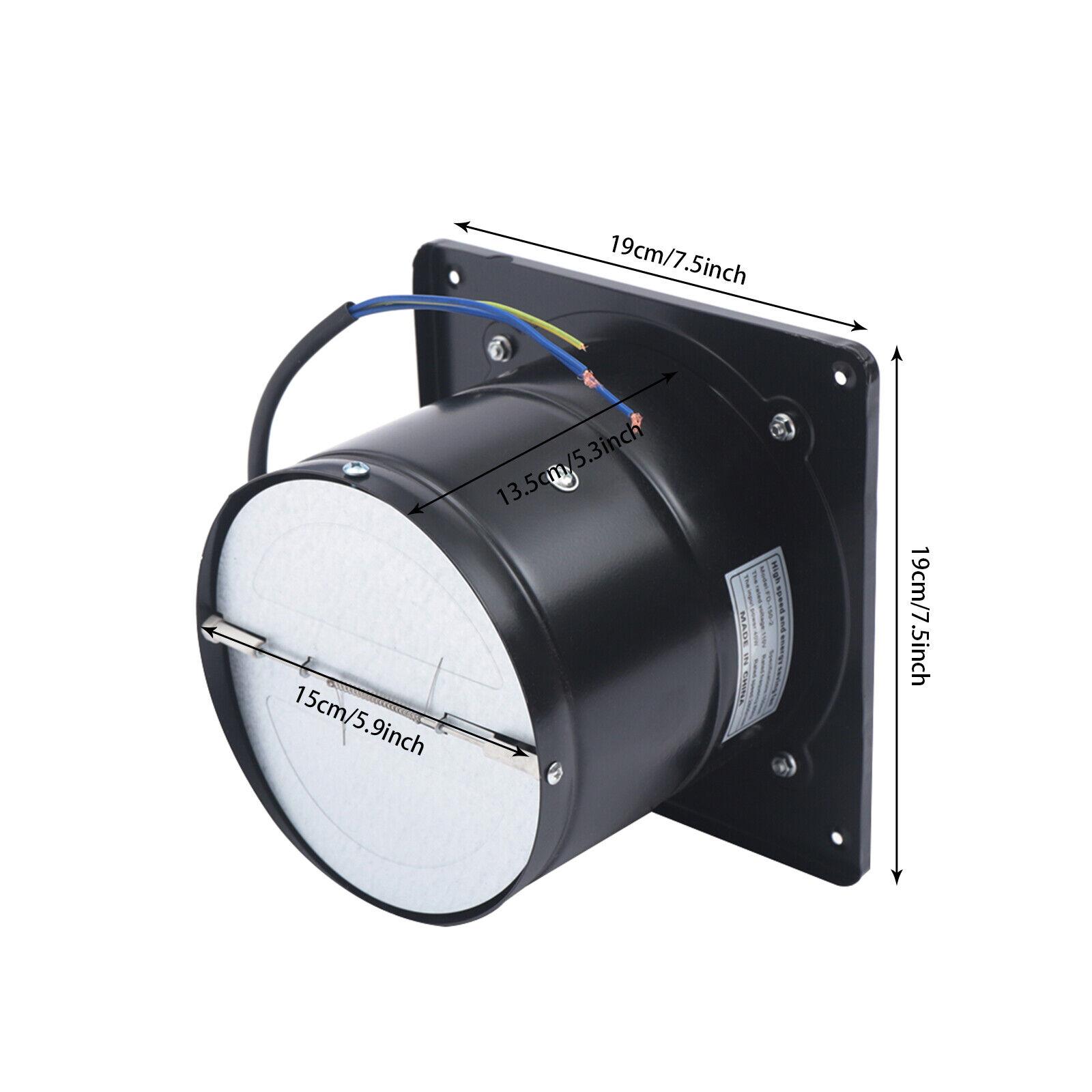 6 Inch Shutter Exhaust Fan 2800RPM 650m³/h Airflow 50dB Quiet Iron Ventilation for Kitchen Bathroom Basement Garage Office Moisture Odor Removal