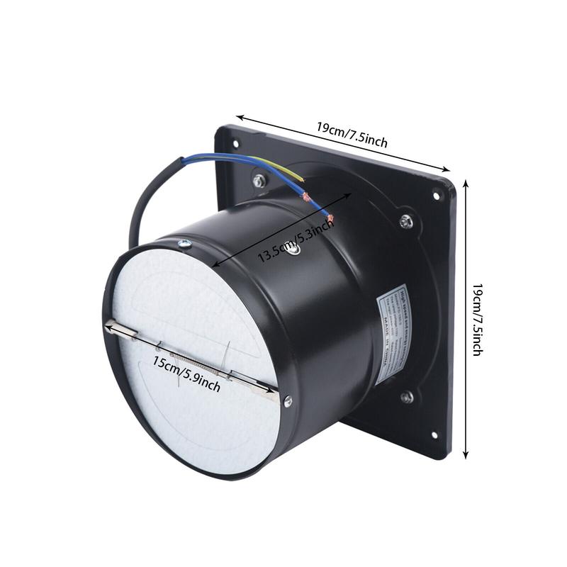 6 Inch Shutter Exhaust Fan 2800RPM 650m³/h Airflow 50dB Quiet Iron Ventilation for Kitchen Bathroom Basement Garage Office Moisture Odor Removal