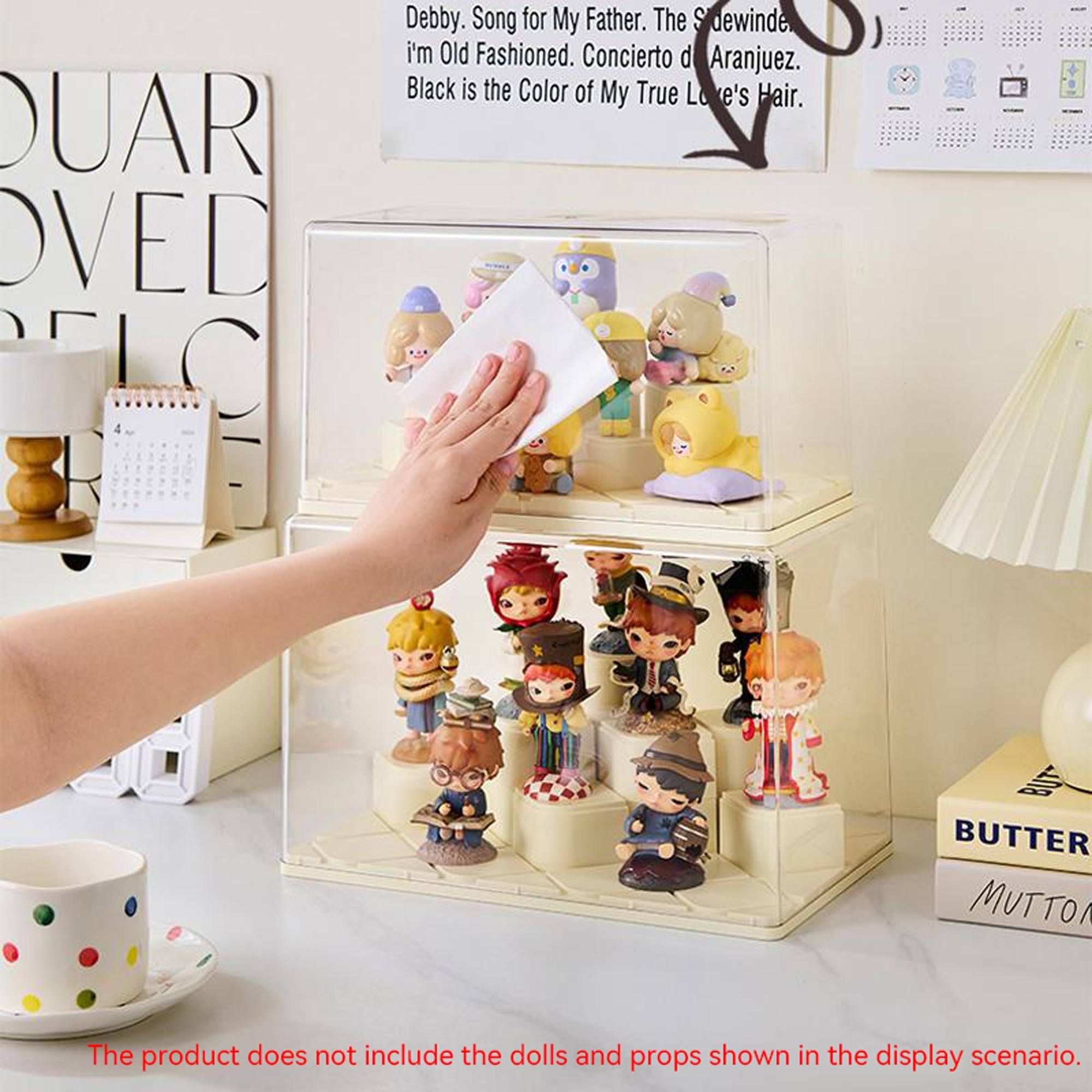 Handmade Plush Display Storage Box, Transparent Protective Cover, Dustproof Moisture-Proof, DIY Building Blocks Module, Stackable