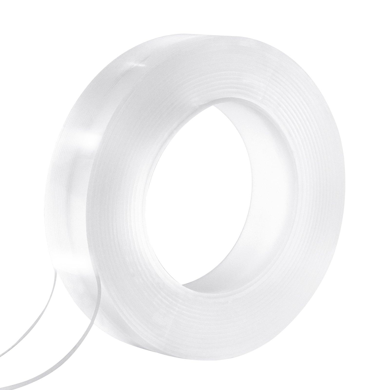 VEVOR Double Sided Tape Heavy Duty, 16 ft Long Nano Mounting Tape, Strong Adhesive & Reusable, Clear Two Sided Wall Tape, Removable Poster Picture Hanging Strips for Home, Office, Car, Outdoor Use