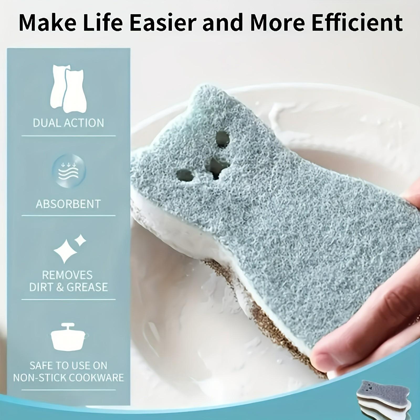 Cute Cat-Shaped Kitchen Sponge Set, Multi-Functional Durable Cleaning Brush, Light Mint Colors, Essential Kitchen Tool