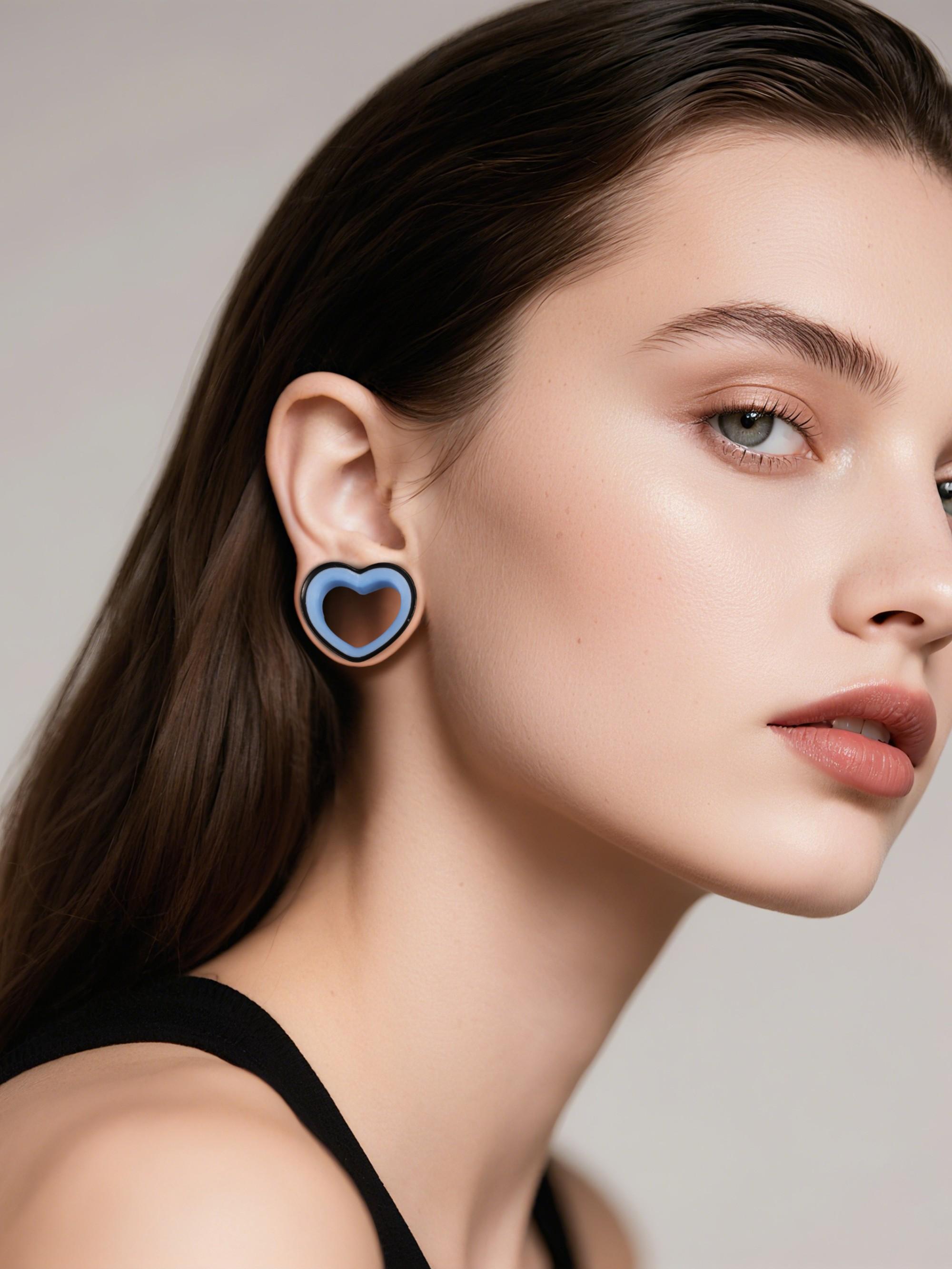 vanku 2pcs Glow in the Dark Heart Shaped Ear Gauges, 316L Stainless Steel, Hypoallergenic, Double Flared, Luminous Piercing Jewelry for Women Men