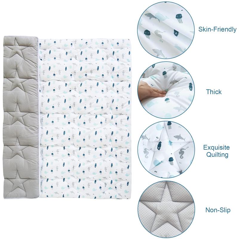 SpringSpirit Non-slip Baby Play Mat Playpen Mat - Thicker Padded Large Soft Foldable Portable Lightweight Indoor Outdoor Activity Mat Kids Christmas Gifts Floor Crawling Tummy Time, White Ocean #TiktokshopStockUp