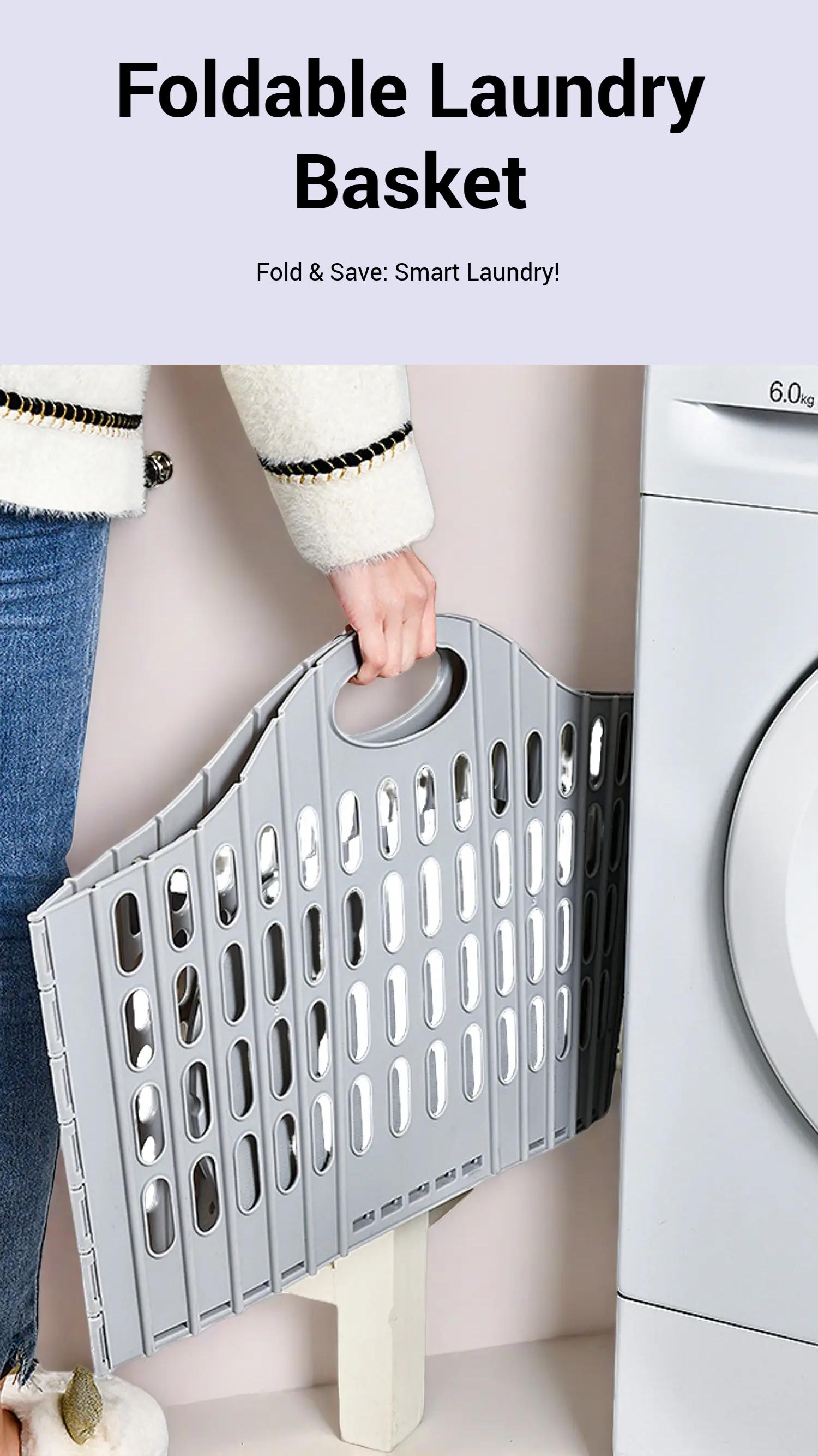 Foldable Laundry Basket, Multifunctional Bathroom Dirty Clothes Storage Bin, Wall-Mountable Handheld Hamper, Space-Saving Design