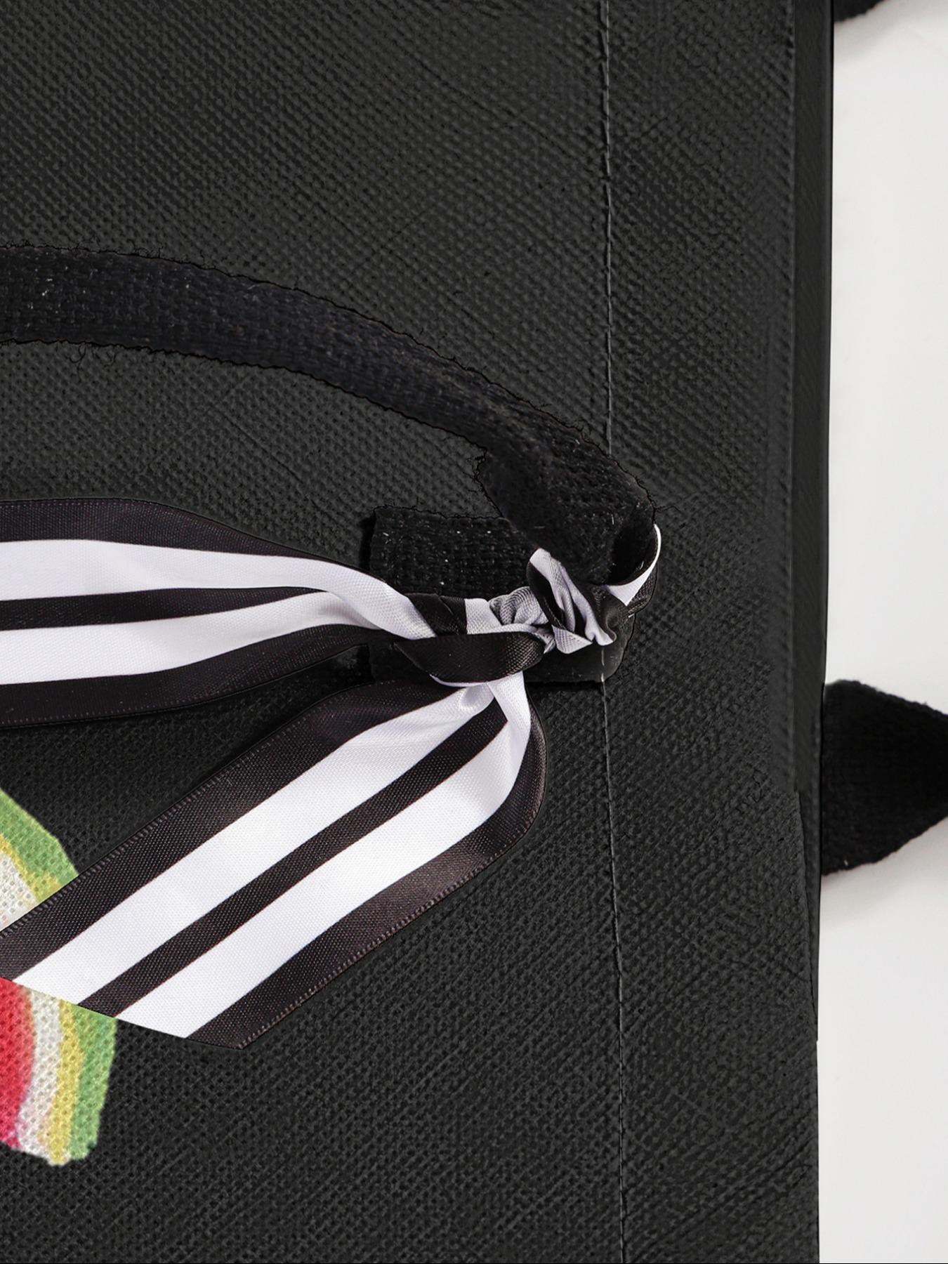 Large Capacity Watermelon Pattern Storage Bag, Fashionable Shopping Bag, Durable Handle, Space Saving Multi-Purpose, Ideal for School, Travel, Shopping