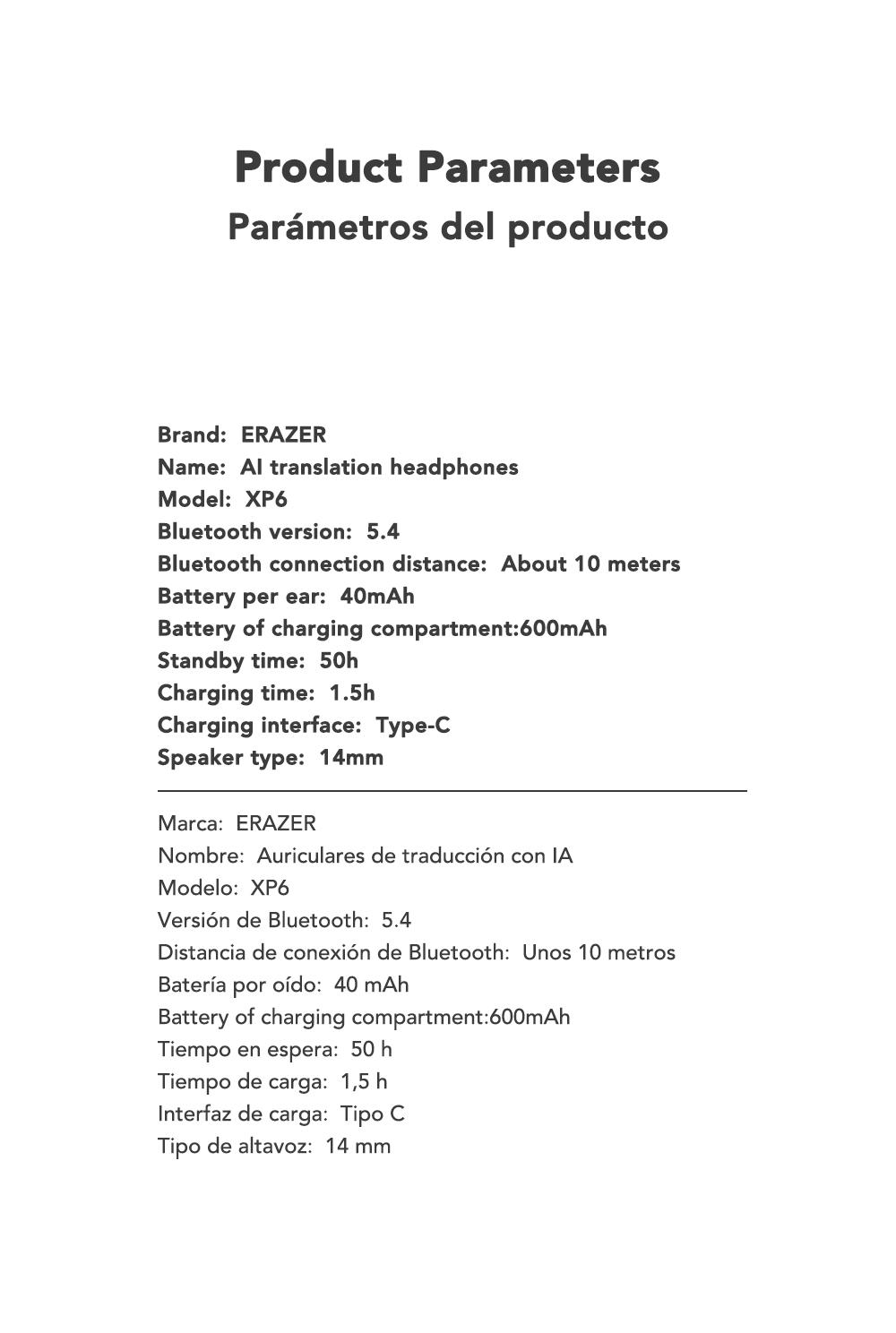 ERAZER Open Ear Translation Earbuds, Support 135 Languages Translator with APP, Real Time Translator Earbuds, OWS LCD Touchscreen Translator Bluetooth Headphones Long Battery Life Ear Buds Compatible with iPhone, Android, Black