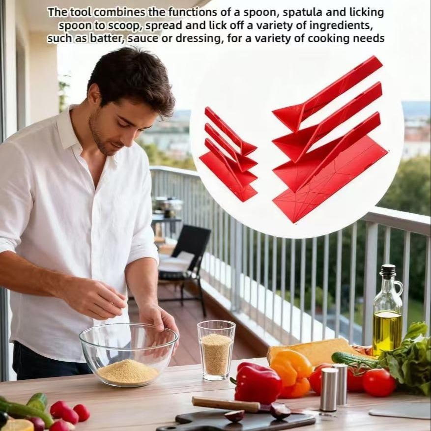 Blue Polygonal Flat 3-In-1 Measuring Spoons Set, Magnetic Foldable Multi-Purpose Cooking Baking BBQ Utensils