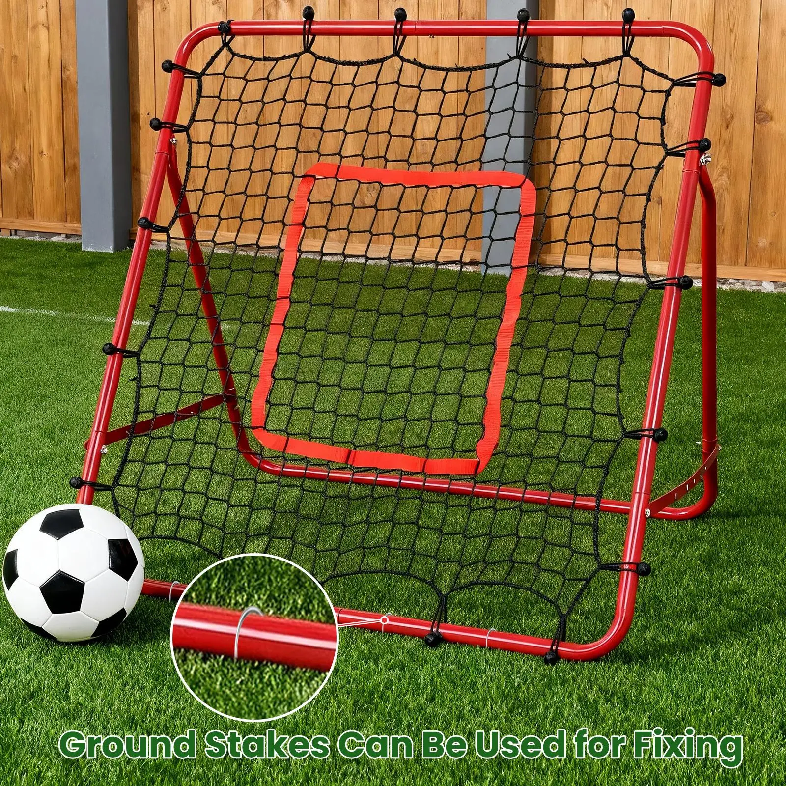 Foldable Soccer Rebound Net 39x39in – 5-Angle Kick Trainer for Volley, Bump, Spike & Fielding Drills, Portable Sports Training Equipment with Ground Stakes, Indoor/Outdoor Use