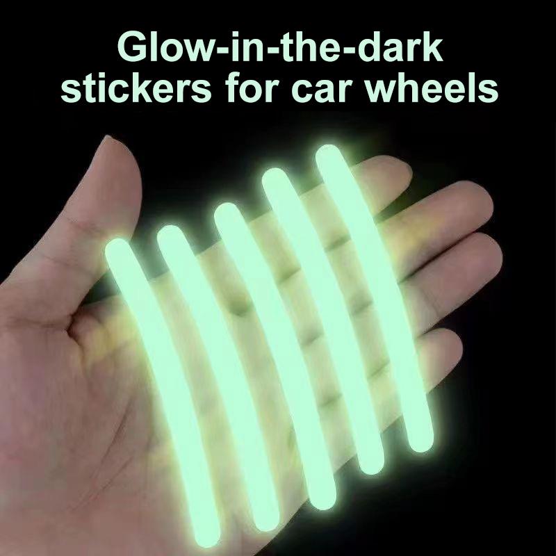 20 count Car Wheel Hub Reflective Sticker, Reflective Wheel Rim Stripe Decal Sticker, Reflective Wheel Rim Stripe Decal Sticker, Night Reflective Safety Decoration Strip for Cars, Trucks, Motorcycle (Luminous)
