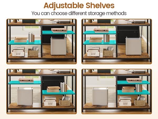 SEDETA 58-Inch L-Shaped Computer Desk with Storage, LED L-Shaped Gaming Desk with Storagefor Home Office Furniture Gaming