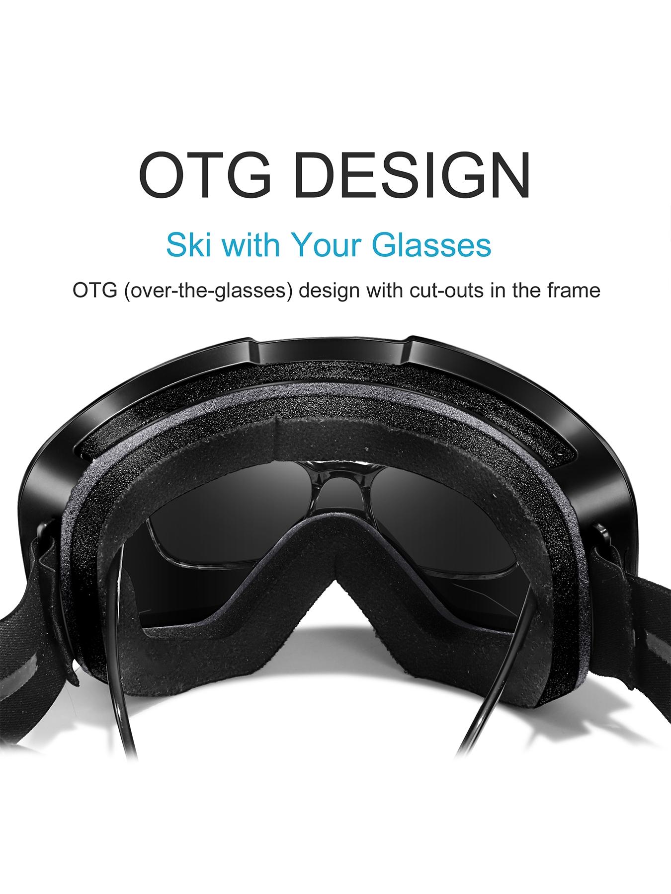 Ski Goggles with Uv400 Protection+ Replacement Lenses, Anti-Fog, Interchangeable Magnetic Lenses, OTG-Friendly, Frameless Design, Snowboard Goggles for Men Women