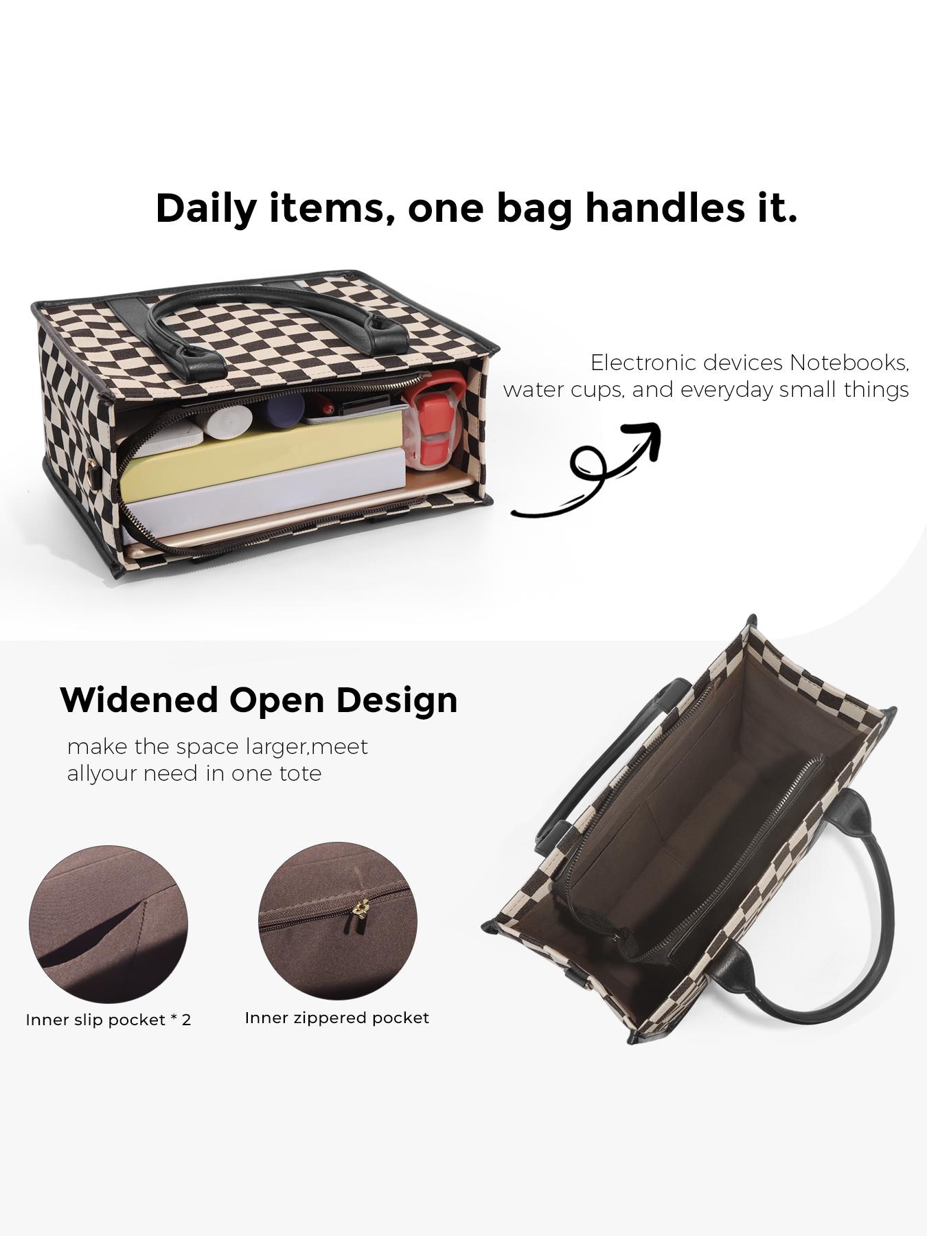 Large Women'S Casual Plaid Checkered Crossbody Shoulder Bag with Adjustable Detachable Strap, Large Capacity Fashion Tote Bag for Women, Versatile High-quality Daily Commuting Bag, Parties|Stylish Handbag Shoulder Bag