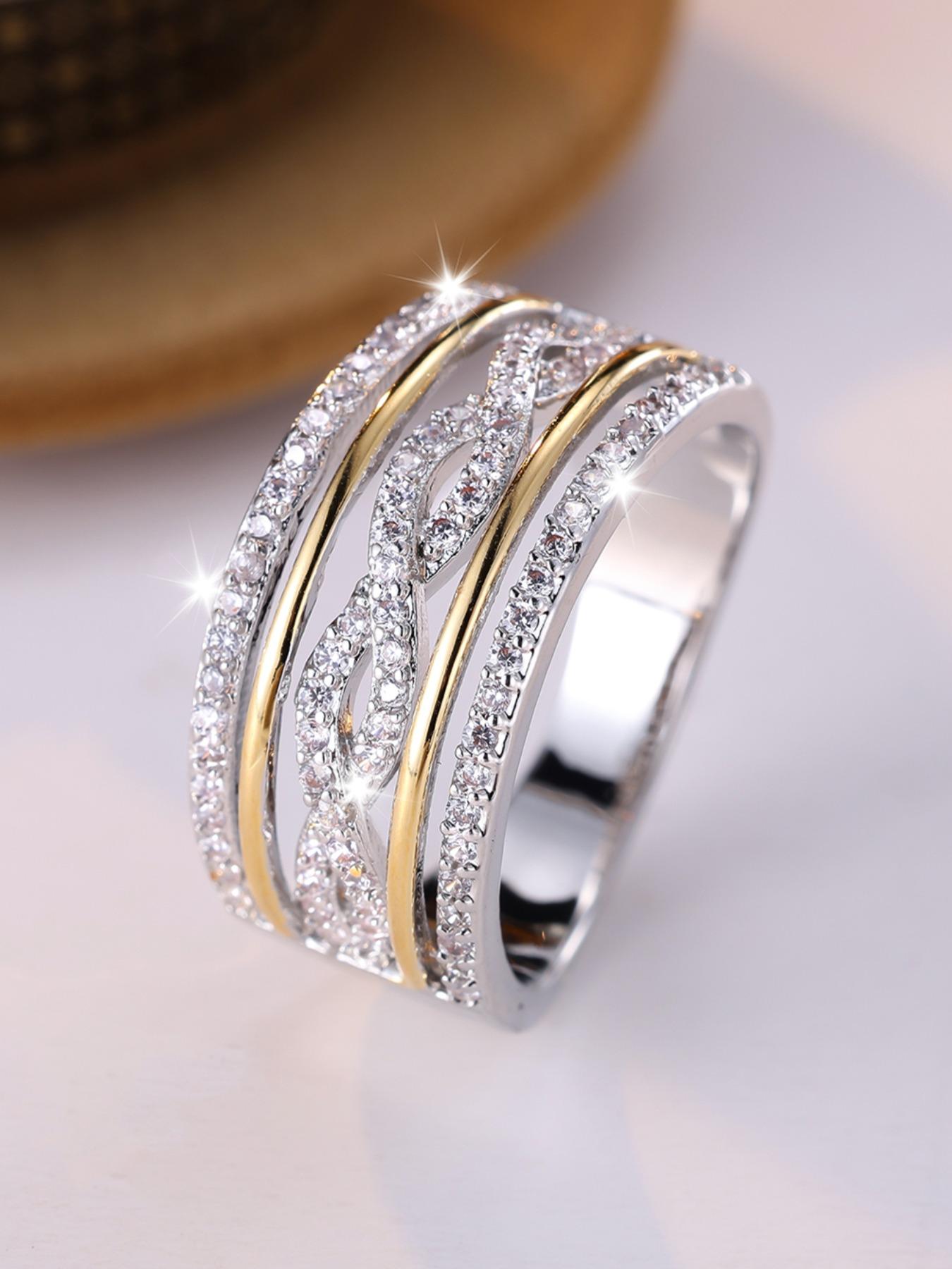 Multi-layer Infinity Rings - Fashion Retro Engagement Rings for Women & Girls, Synthetic Zirconia Inlay Stackable Rings, Perfect for Weddings & Daily Wear Valentine's Day Gift