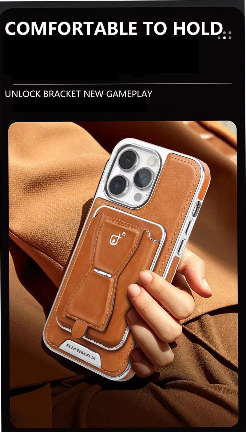 For iPhone 15/14/13/12 phone cases, high-end business leather cases, magnetic （2 Cards Only）bracket cases  nhkb111