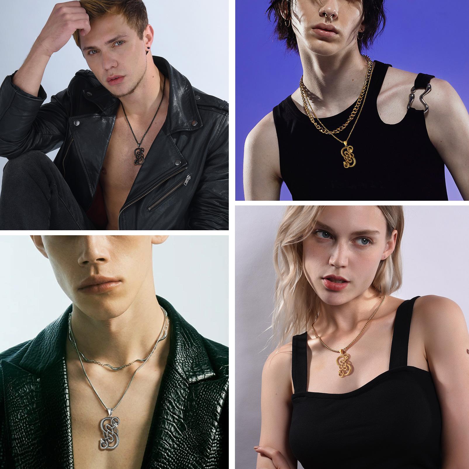 FaithHeart Stylish Herringbone Snake Chain Necklace for Women Men FaithHeart Stylish Herringbone Snake Chain Necklace for Women Men
