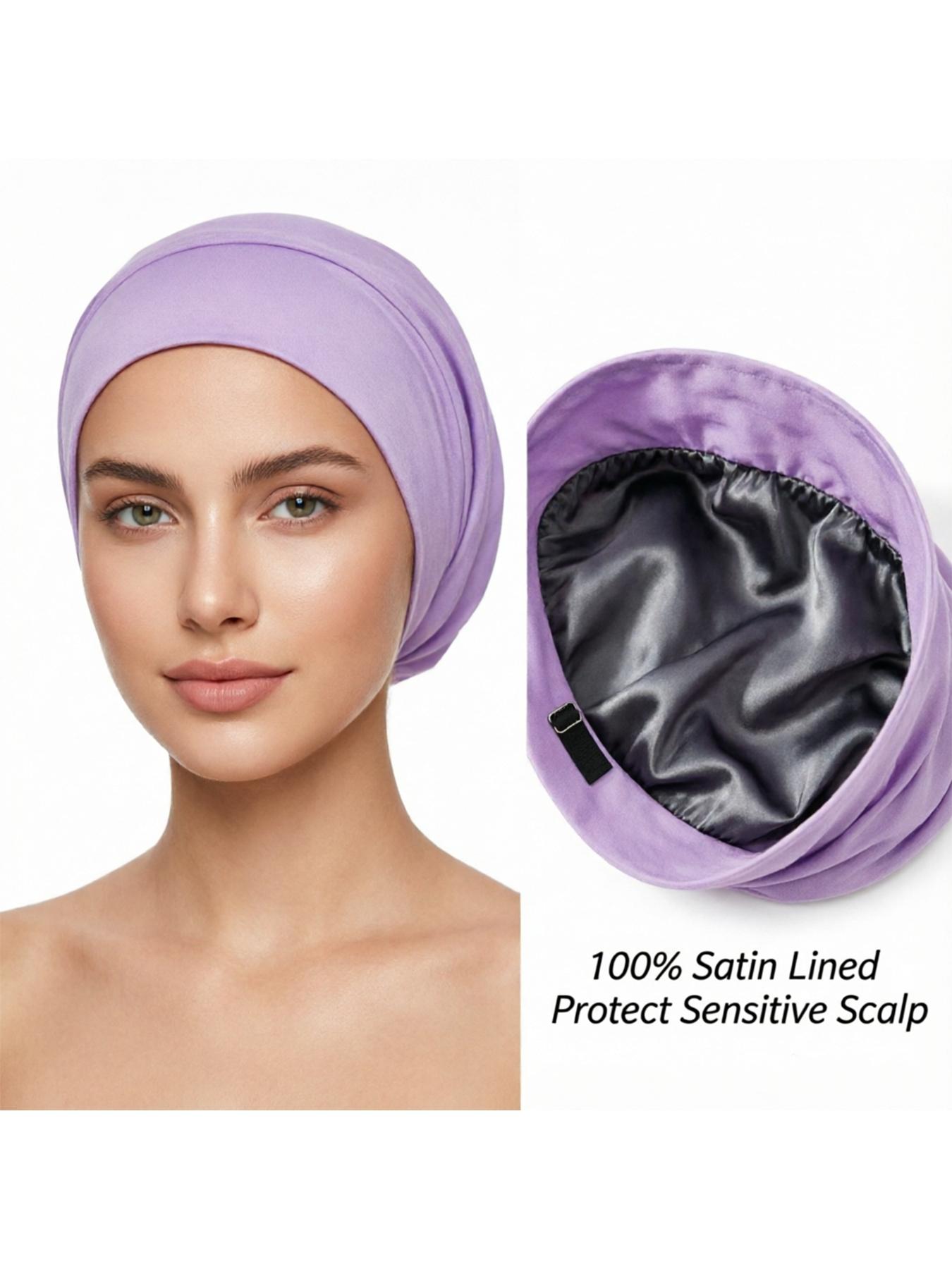 Adjustable Satin-Lined Chemo Hat for Women, Soft Cotton Beanie for Cancer Patients, Anti-Frizz Sleep Cap, Casual Stretch Fit