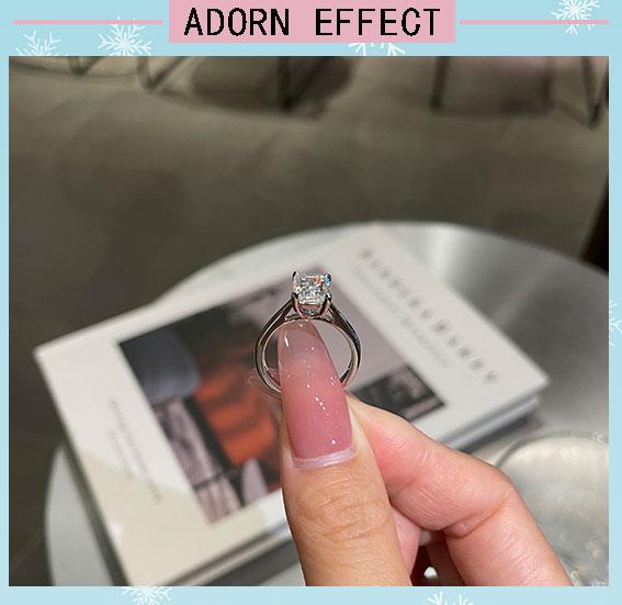 【#52】2Carat Emerald Cut Synthetic Moissanite Rings in 925 Sterling Silver