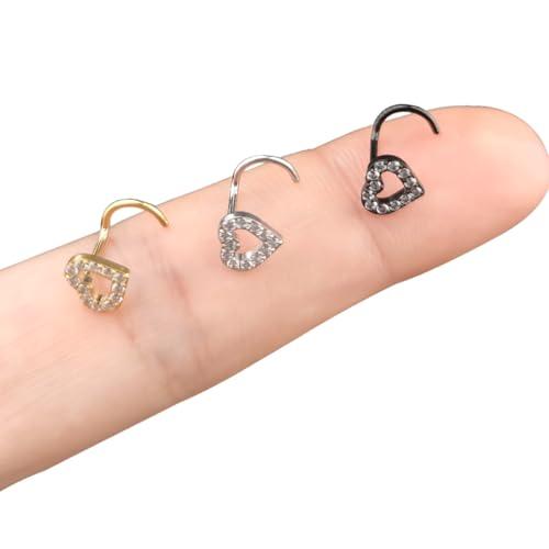 20G Nose Studs for Women 3PCS. Delicate Heart-shaped CZ Nose StudsHypoallergenic 316L Surgical Stainless Steel Piercing Jewelry. ou fter bodyjewelry bat septum Gold Plated Small Hoop Earrings Set Trendy Sterling S faux industrial cartilage tragus earrin 20G Nose Studs for Women 3PCS. Delicate Heart-shaped CZ Nose StudsHypoallergenic 316L Surgical Stainless Steel Piercing Jewelry. ou fter bodyjewelry bat septum Gold Plated Small Hoop Earrings Set Trendy Sterling S faux industrial cartilage tragus earrin