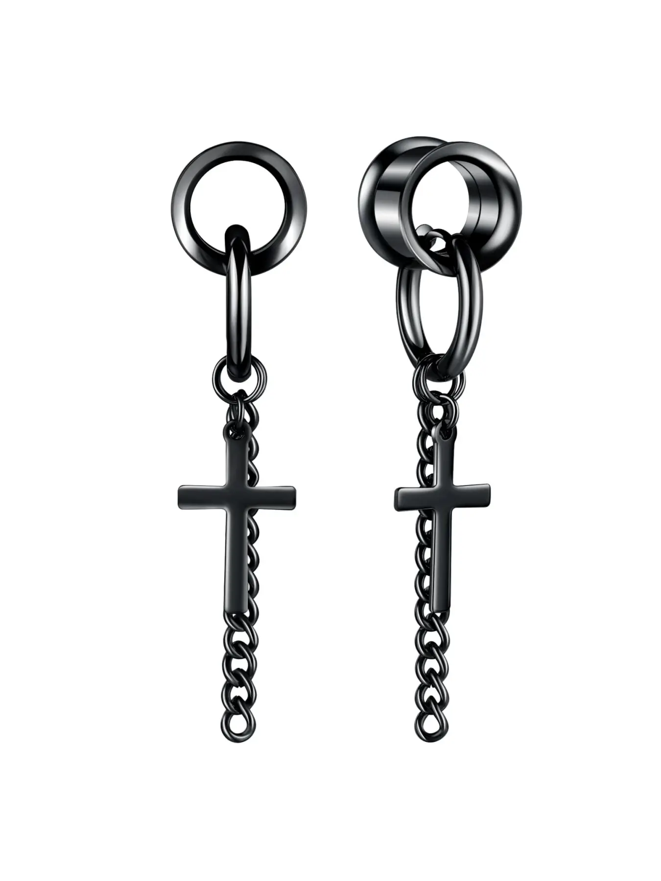 2 Pcs Stainless Steel Dangle Gauges, 6mm-20mm Ear Tunnels Plugs Expander Plugs Stretcher Piercing Body Jewelry for Men Women