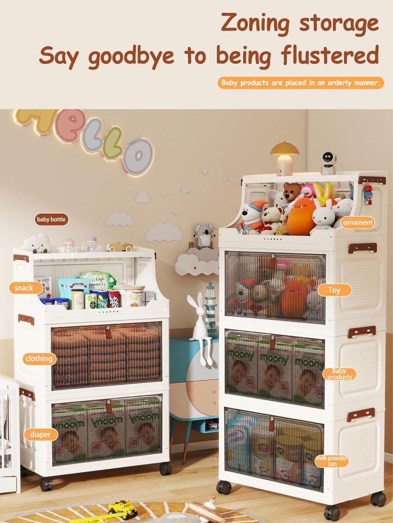 Multi-Layer Plastic Storage Cabinet, Foldable & Portable, Ideal for Bedroom/living Room, Modern Design, Universal Use