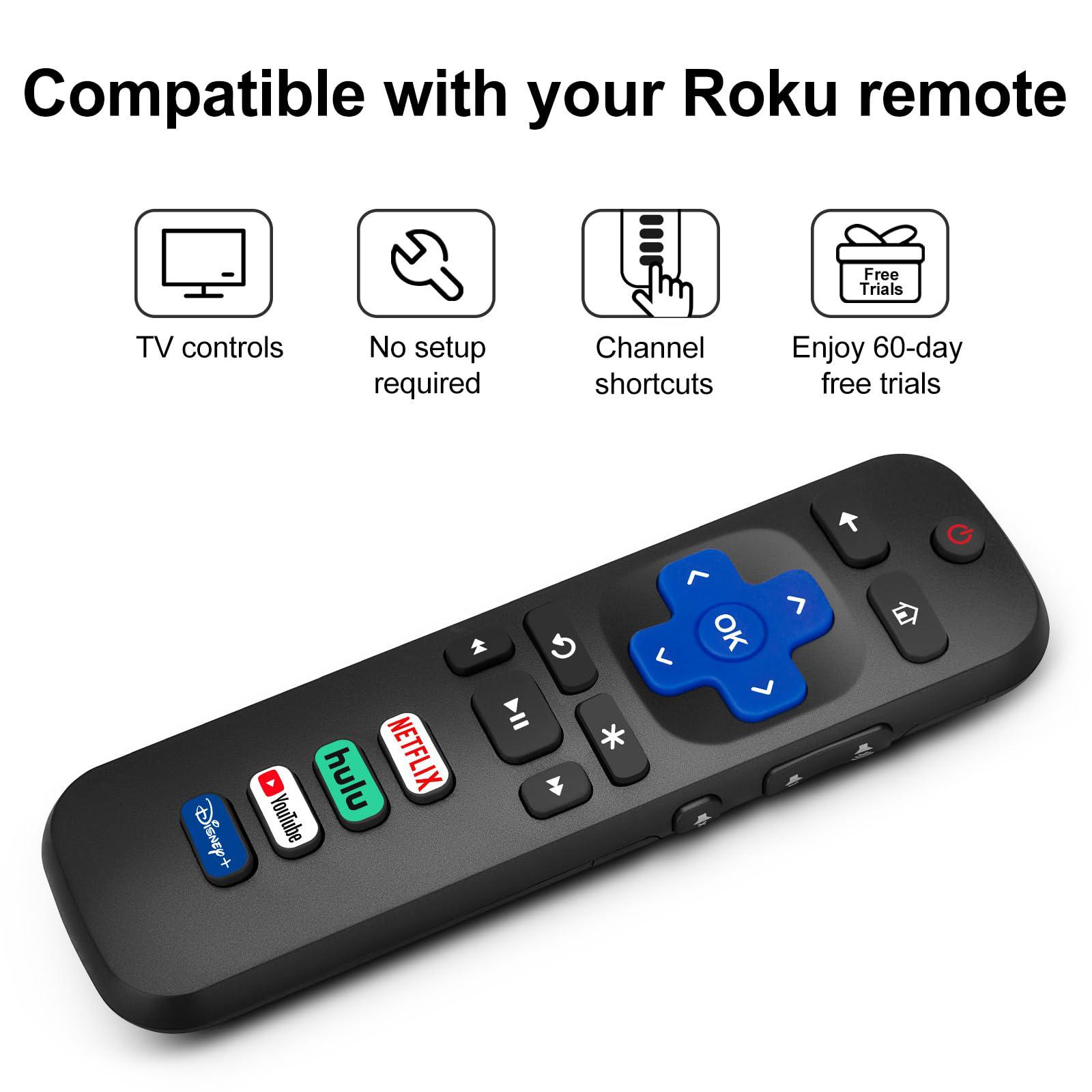 Replacement Remote Control Only for Roku TV, Compatible for TCL Roku/Hisense Roku/Sharp/Philips/Onn Roku (Not for Roku Stick and Box)