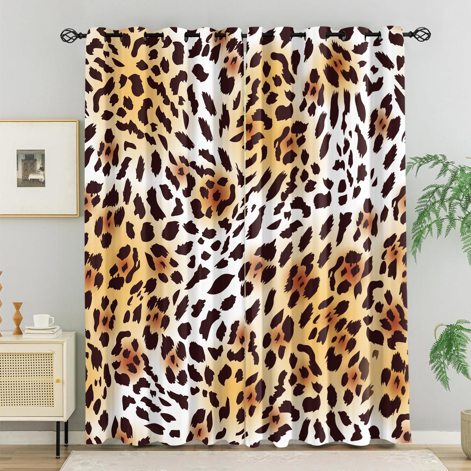 2Pcs Gradient Colorful Leopard Print Curtains, Fashion Atmosphere Design, Breathable Shading Fade Resistant, Perfect for Youth Home Bedroom