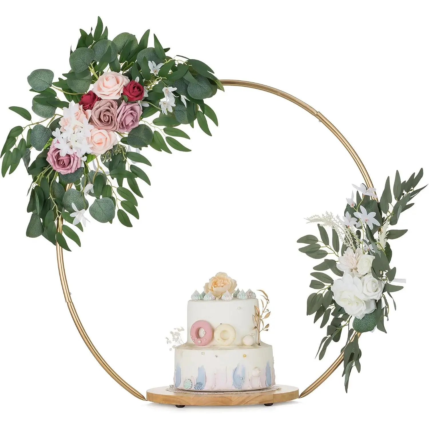 Wedding  Cake Stand: 11.7 Inch Arch Cupcake Display Stands | 21.3" Tall Dessert Table Centerpiece with  Pedestal Base, Round Metal Hoop for Birthday, Party, Christmas,  Shower