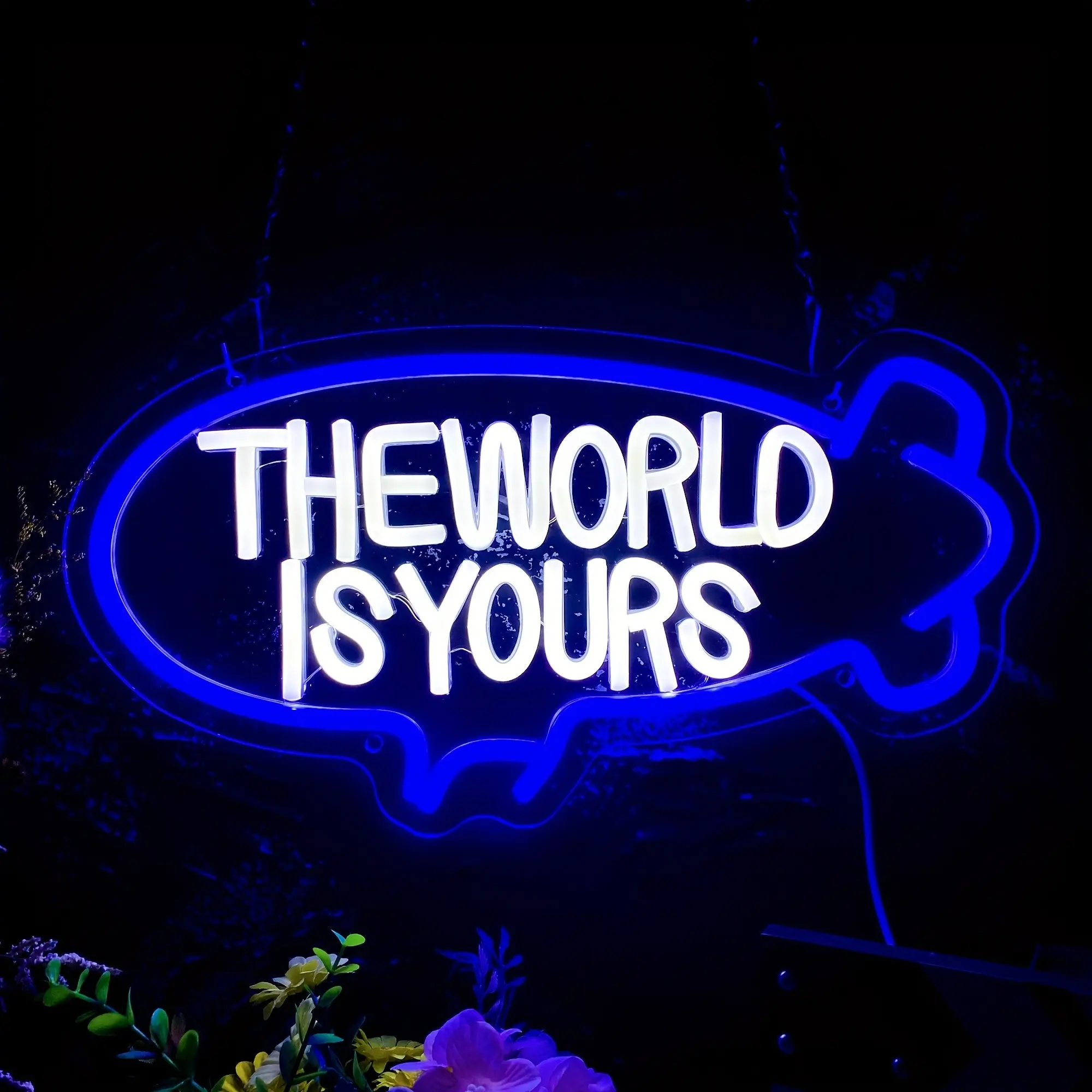 "The World Is Yours" LED Neon Sign – Decorative Quote Light for Home, Bedroom, Living Room, Office, Club, Library, Bookstore, or Party; USB-Powered Wall Decor Gift