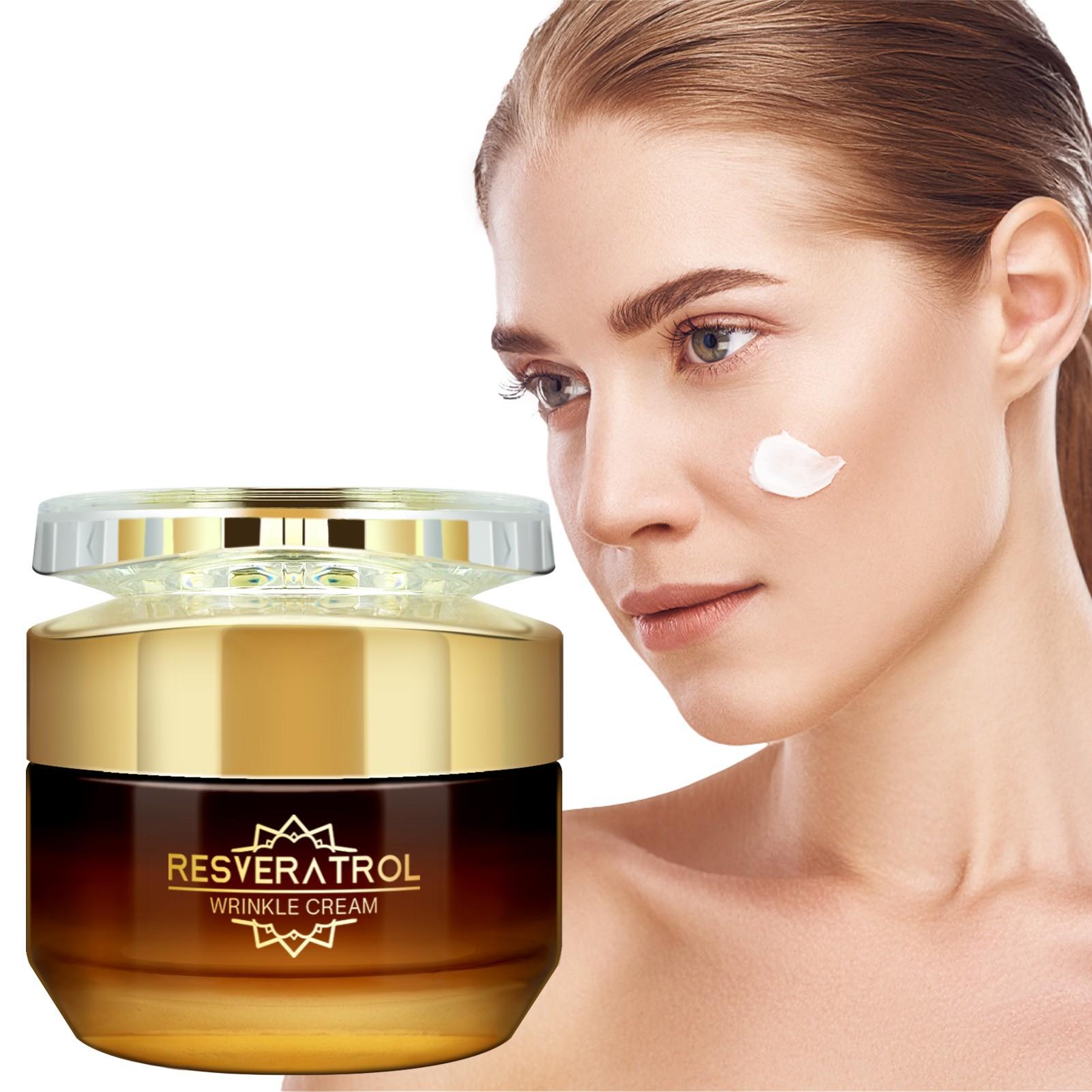 Resveratrol Cream 50g, Day Night Moisturizer with Vitamin E and Hyaluronic Acid, Nourishes Sensitive Skin, Suitable for All Types