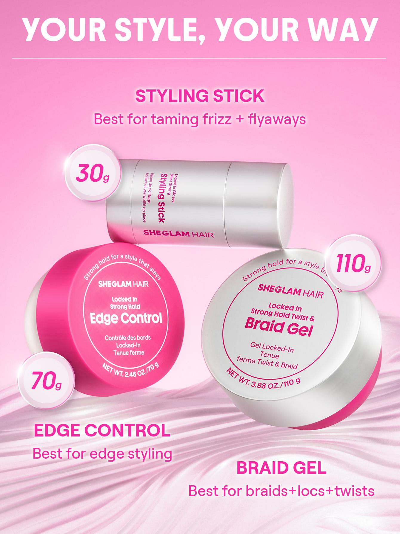 SHEGLAM HAIR Locked in Glossy Shine Strong Styling Stick-30g,Flyaway Hair Control,Elegant Sticks,Long-Lasting Hold,Sleek Look In 1-Swipe,Non-Sticky & Non-Greasy, Zero White Cast,Cranberry Scent Made For All Hair Types-Effortlessbeauty