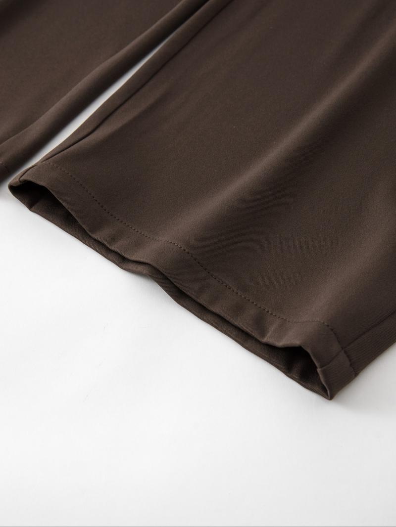 Women's Solid Color Wide Leg Pants, Elegant Fashion Casual Trousers for Work Office Business, Ladies Bottoms for All Seasons