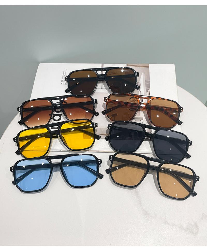 Square double-bridge fashion sunglasses for men and women, trendy street style, UV protection driving glasses, suitable for daily wear, outdoor activities, and blue light protection