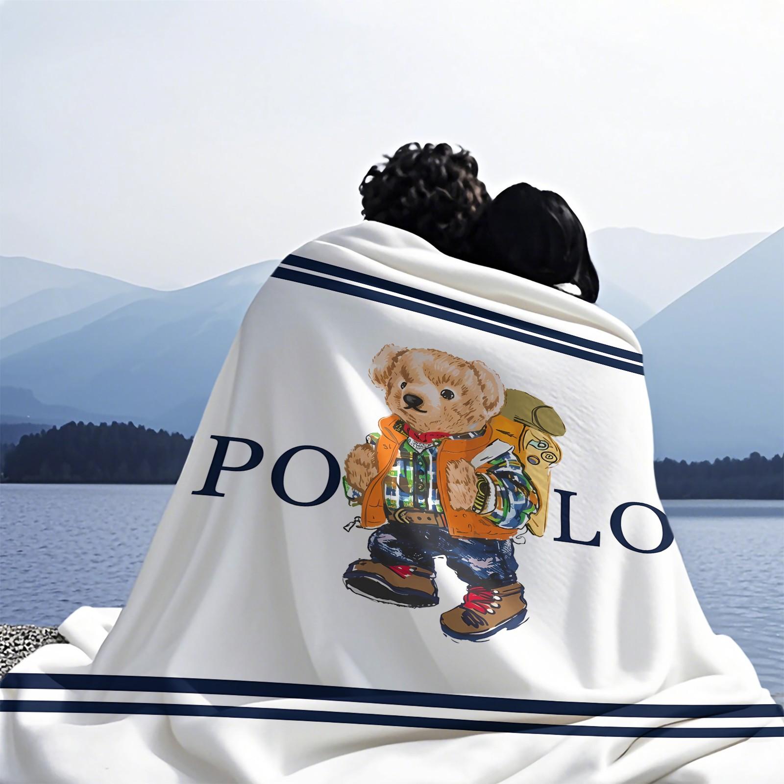 Bear printed pattern blanket, suitable for all seasons, suitable for beds, sofas, cars, room decorations, and gifts, suitable for children or adults, Cartoon pattern blanket