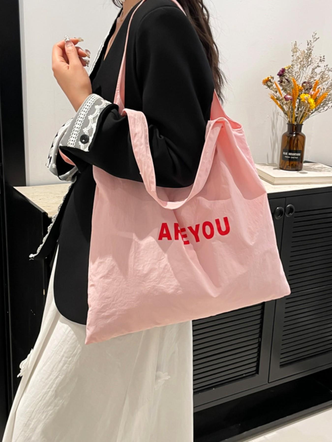 New Trendy Letter Fashion Shoulder Bag, Commuter Versatile Canvas Bag, Casual Large Capacity Women's Bag, Stylish and Practical