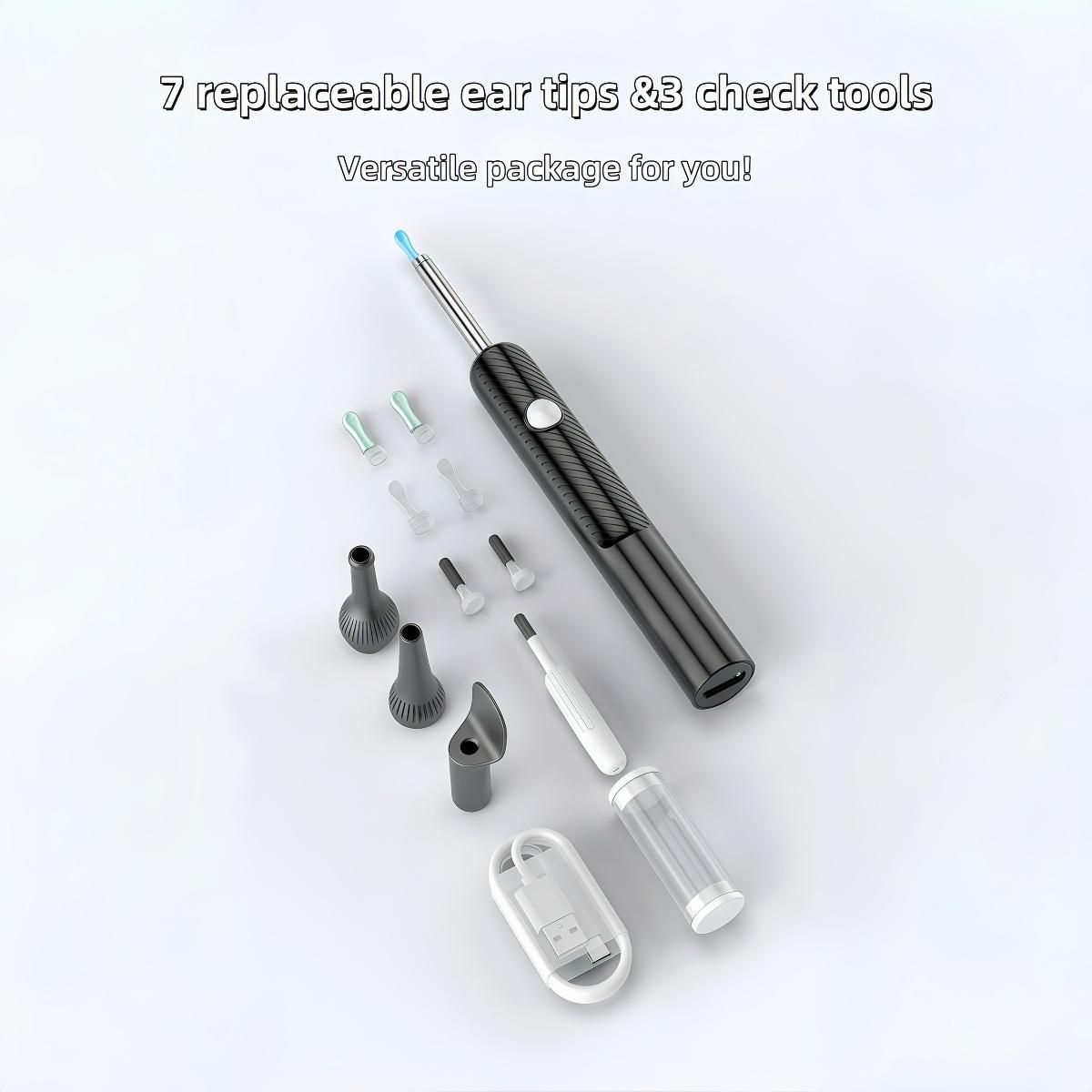 Multi Functional Visual Ear Picking Tool, Ear Cleaner Camera, 7 Replacement Tips + 3 Inspection Tools, Type-C Charging, Wireless Design, New Condition