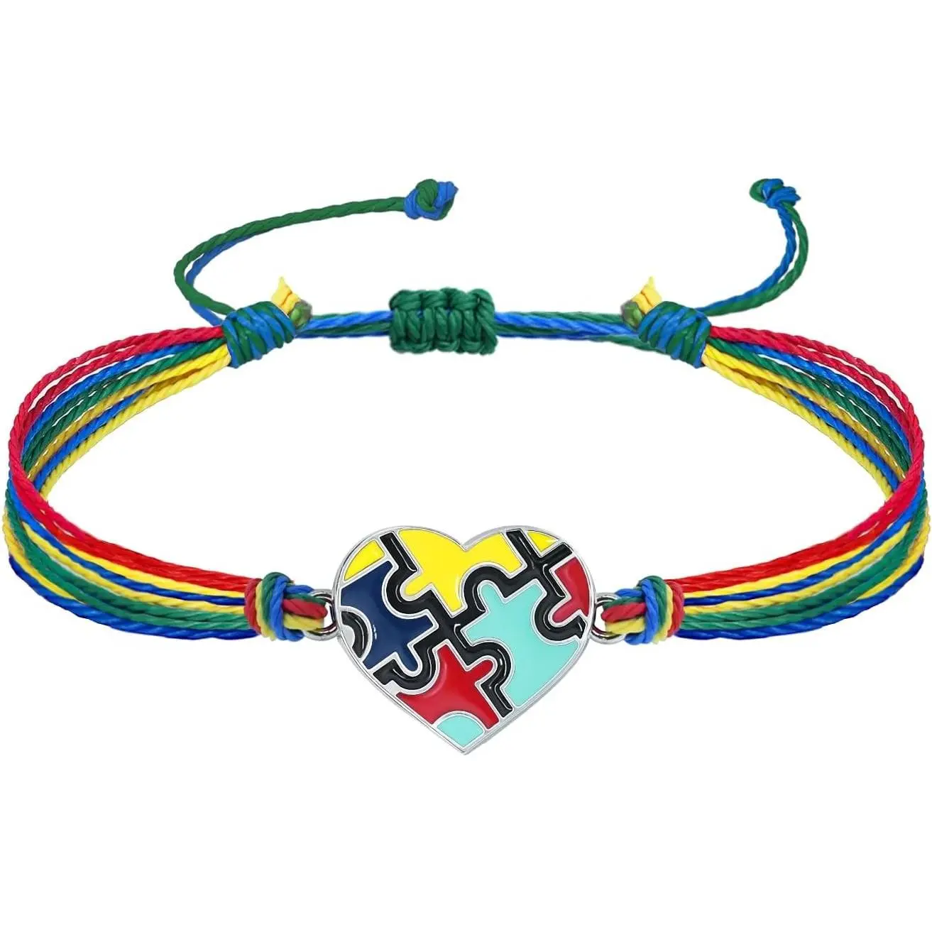 yfstyle Autism Awareness Bracelets Handmade Adjustable String Autism Heart Puzzle Bracelet Autismo Month Accessories Gifts
