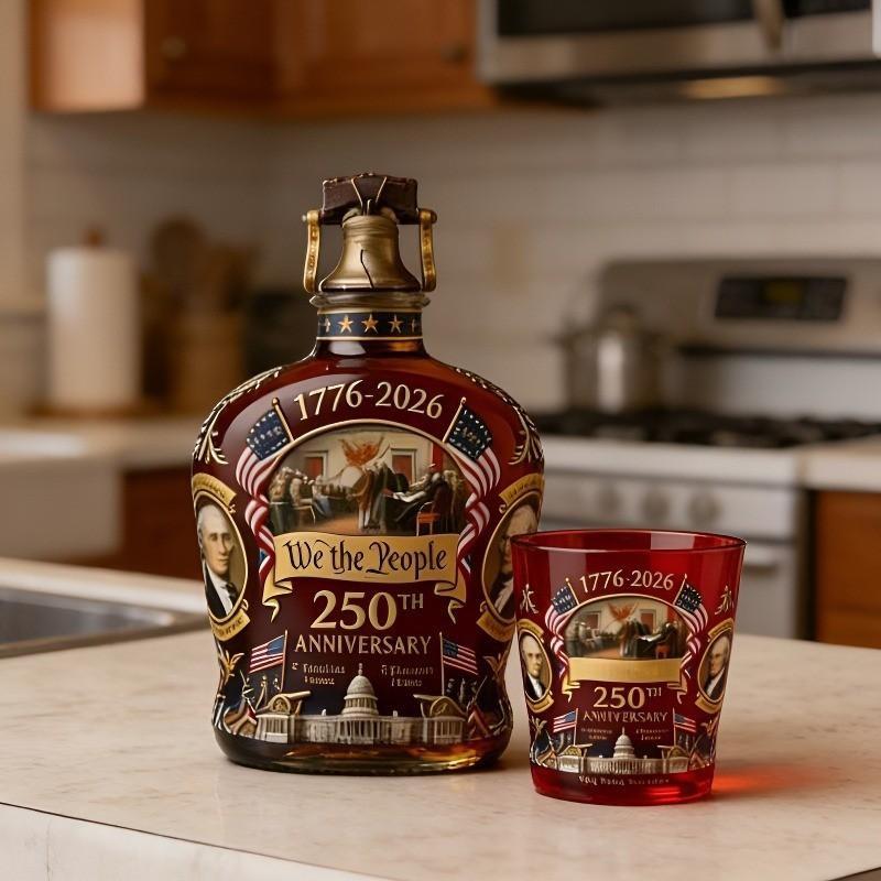 Viral 250th Usa Anniversary Decanter, Patriotic Bar Decor Must-Have, Limited Edition, 250 Years of America, We the People Design