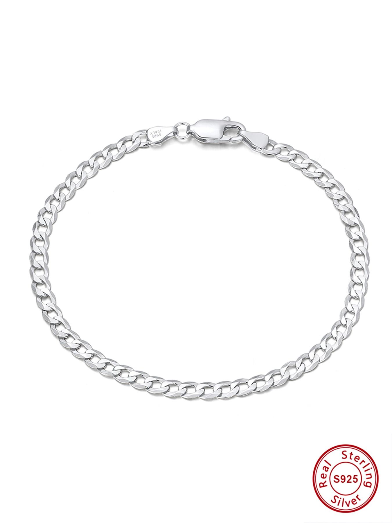 S925 Sterling Silver Classic Cuban Curb Chain Bracelet, Cuban Bracelets, Fashionable Jewelry for Women & Men, Trendy All-match & Exquisite Jewelry for Birthday Gift