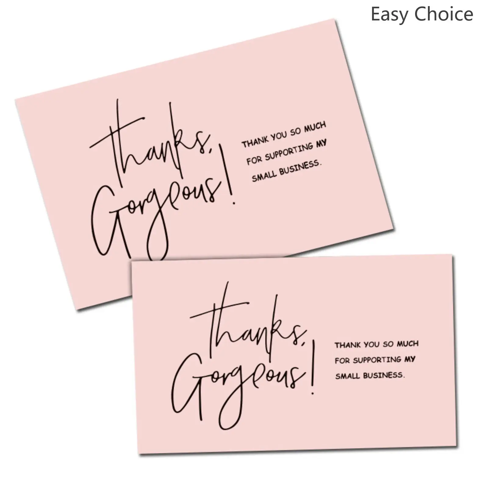 50Pcs Per Pack Pink Thank You Cards, English "Thank You" Note Postcards, Elegant Gift Box Decor Greeting Cards for Gift Package Business Small Blessing Wishes