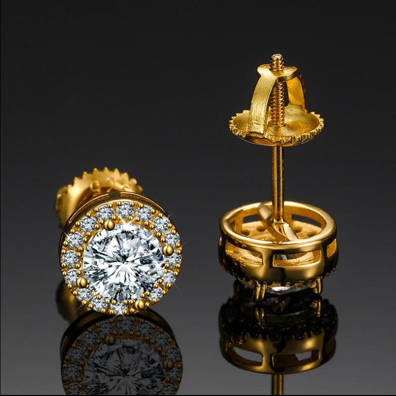 【E103 live2】UCCIYO Lab-created moissanite Earrings S925 Sterling Silver Stud Screw Back Earrings Earrings for Women Men Fashion Simple Style Jewelry Gift Wedding Daily Birthday Anniversary Halloween