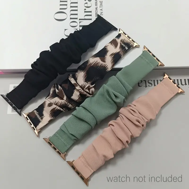 4-Pack Elastic Bands for Apple Watch Series 1-10, Fits 38mm/40mm/41mm/42mm/44mm/45mm/49mm, Adjustable Fabric Straps for Men & Women, Smart Watch Straps, Smartwatch Accessories (Band Only)