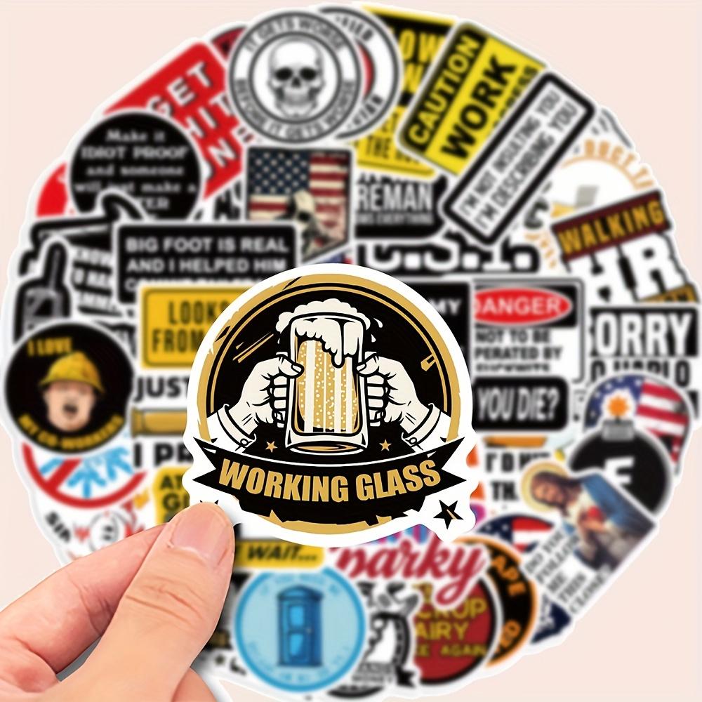 50-pack of fun and satirical DIY stickers - reusable self-adhesive sheets containing humorous phrases and images, suitable for laptops, guitars, helmets, skateboards, suitcases, mobile phones, etc. Fun stickers.