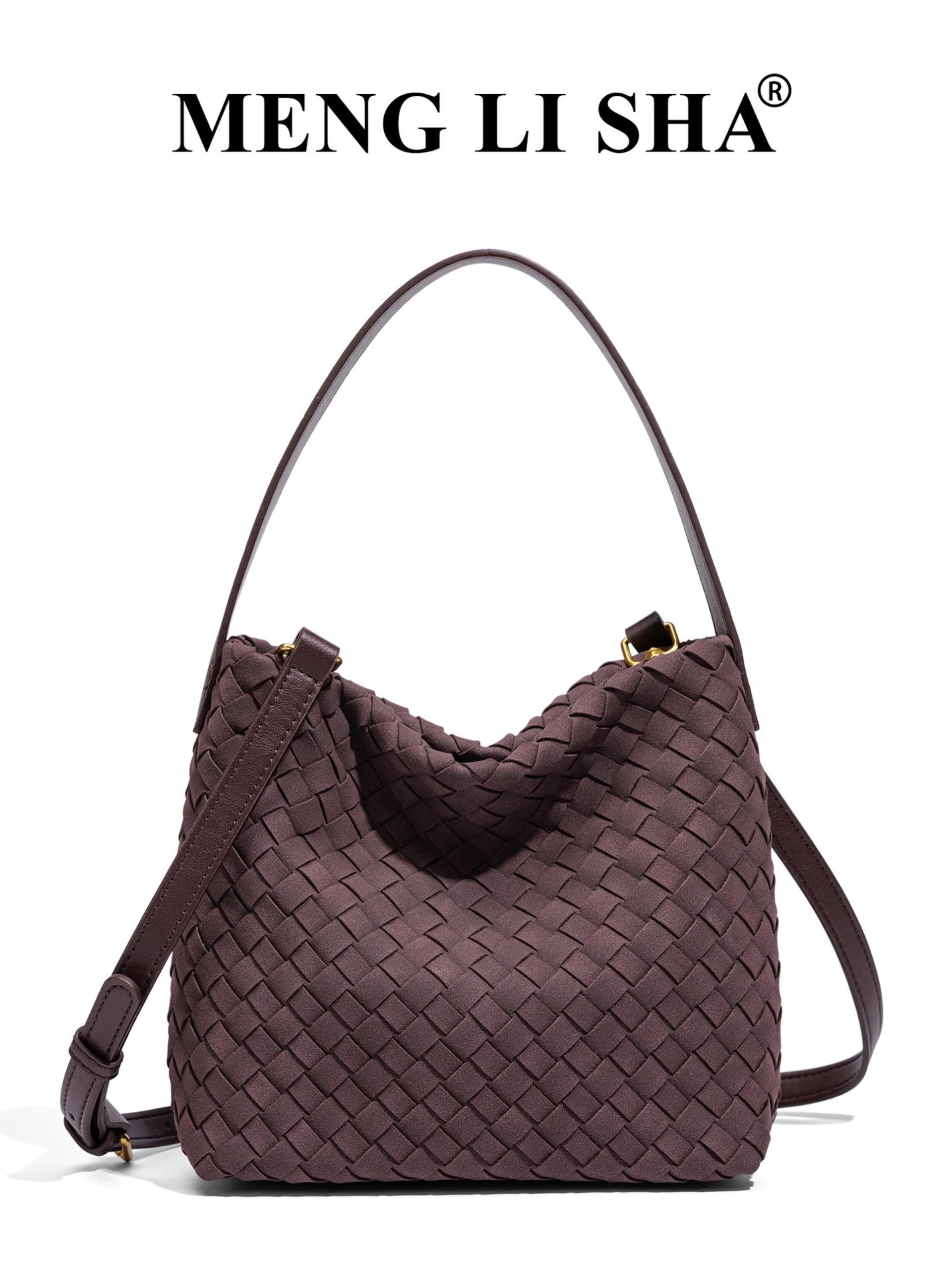 New Handmade Woven Tote Bag for Women, Luxury Bucket Bag, Lazy Style Commute Shoulder Crossbody Handbag, Large Capacity Leather Bag