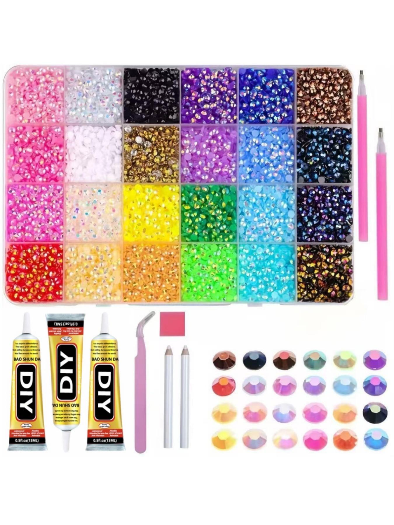 24000pcs 24 Colors Jelly Rhinestones, bedazzling kit rhinestone 3mm Multicolor Resin Flat Back Gems, DIY Craft Kit for Jewelry Making, Decorative Accessories