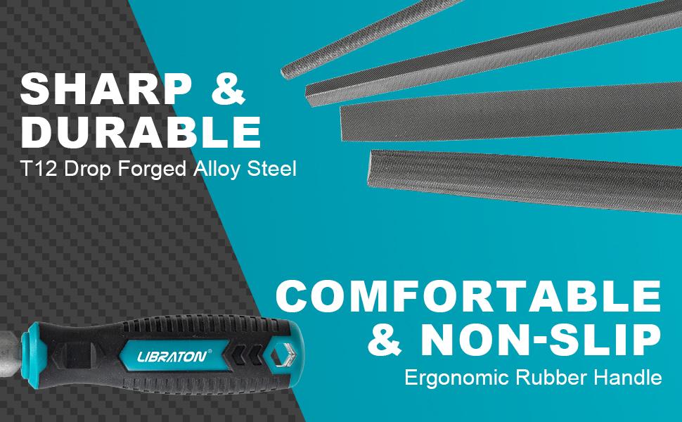 LIBRATON 31PCs Metal File Set with 12 Needle Files, Riffler File, Sandpapers, Steel Brush & Zipper Bag for Wood & Metalworking Hand Tools Hardware Heavy Duty