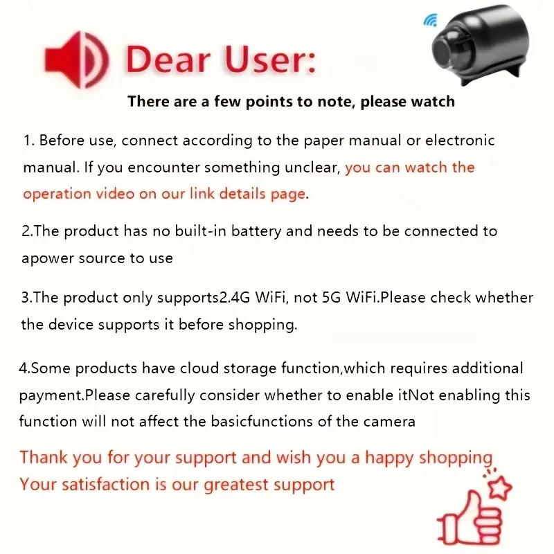 Compact Wireless Hidden Smart Camera, Video Recording, Motion Detection, APP Control, WiFi Security, USB Powered, Outdoor & Indoor Use