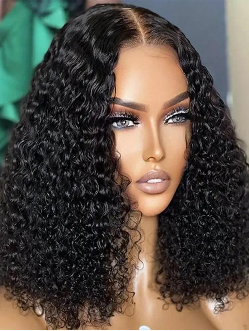 Deep Wave Bob Wigs Natural Color 220% Density 13x4 Lace Front Human Hair Wigs Brazilian Lace Closure Frontal Short Bob Wig Short Curly Brazilian Hair Wig Real Human Hair Deep Wavy Wigs